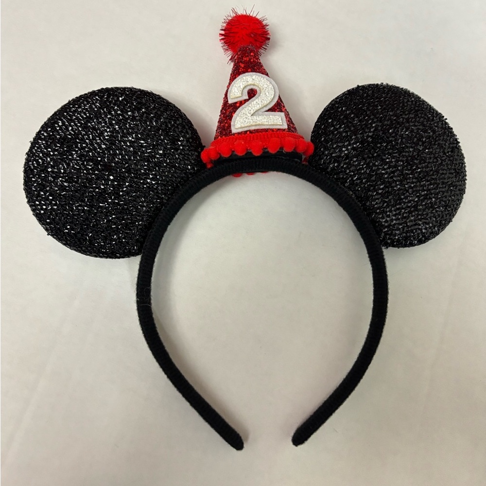 New! Mickey Mouse Ears Headband With Number 2 Birthday Party Headband
